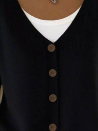 Full Size Plus Size Button-Front V-Neck Cardigan, Slightly Stretchy, 95% Acrylic Blend - Store 42