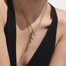 Elegant Stainless Steel Teardrop Necklace - 18K Gold-Plated & Platinum-Plated Design - Store 42