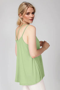 Basic Bae Bamboo Scoop Neck Double Spaghetti Straps Cami Lime