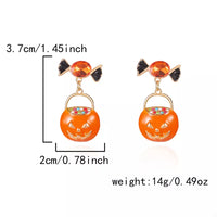 Halloween Rhinestone Pumpkin Dangle Earrings