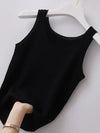 Plus Size Ribbed Knit Scoop Neck Tank Top Black