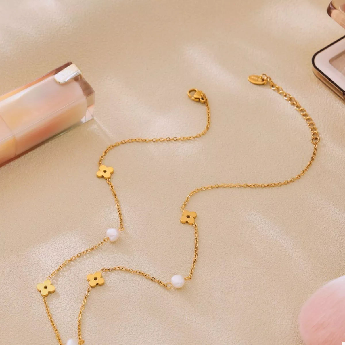 Freshwater Pearl 18K Gold-Plated Flower Necklace