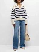 Striped Johnny Collar Sweater
