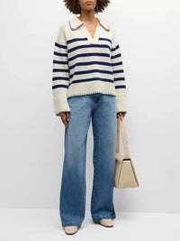 Striped Johnny Collar Sweater