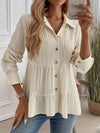 Striped Button-Down Tiered Shirt Apricot