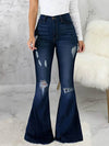 Full Size Distressed Raw Hem Flare Jeans Plus Size - Store 42