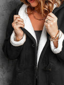 Full Size Cozy Sherpa Lined Toggle Coat with Hood Plus Size - Store 42