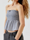 Smocked Peplum Tube Top Gray