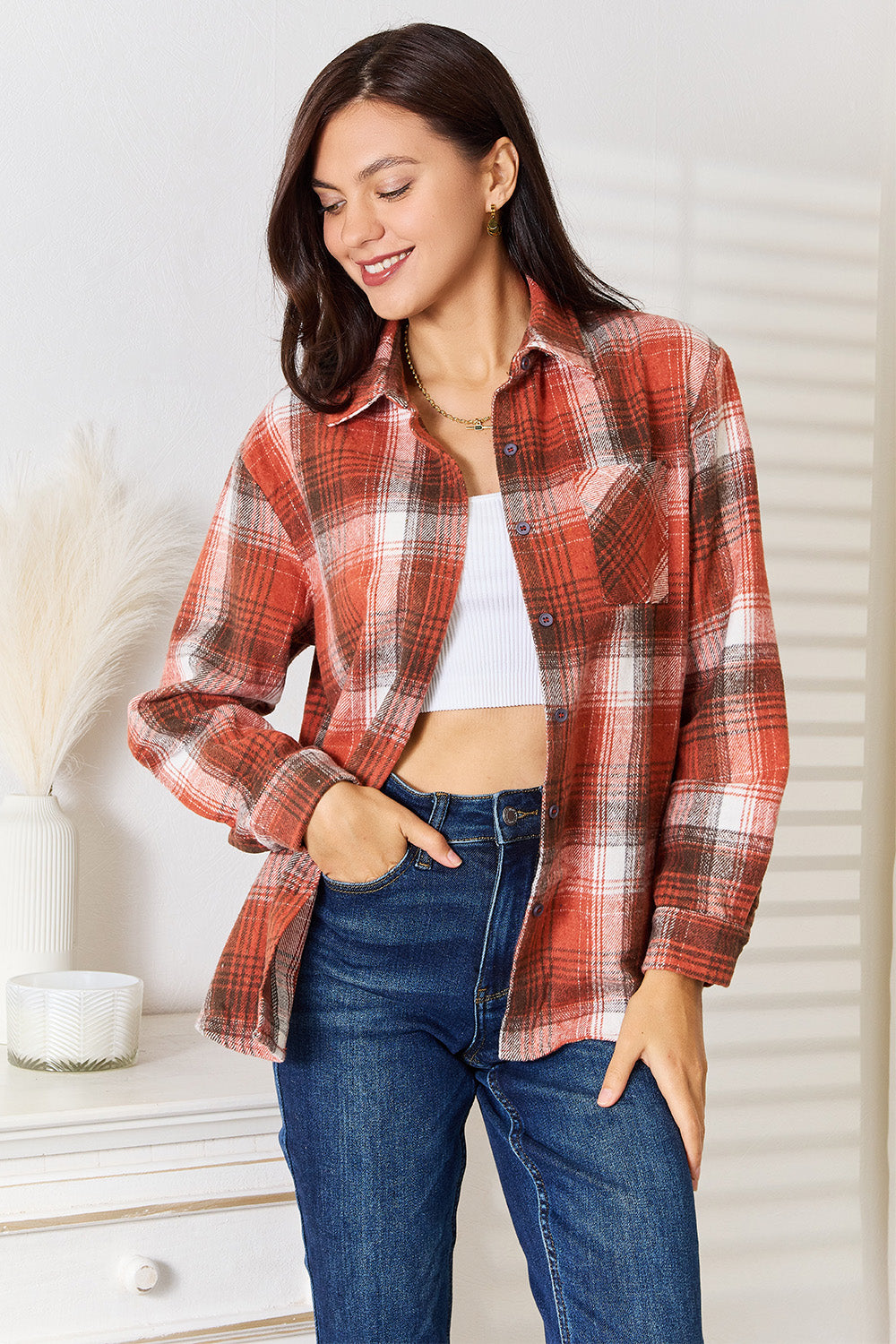 Classic Plaid Collared Neck Long Sleeve Shirt - Timeless Sophistication for Any Occasion