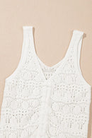 Hollowed Knit V Neck Drawstring Sweater Vest