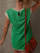 Round Neck Cap Sleeve Mini Dress