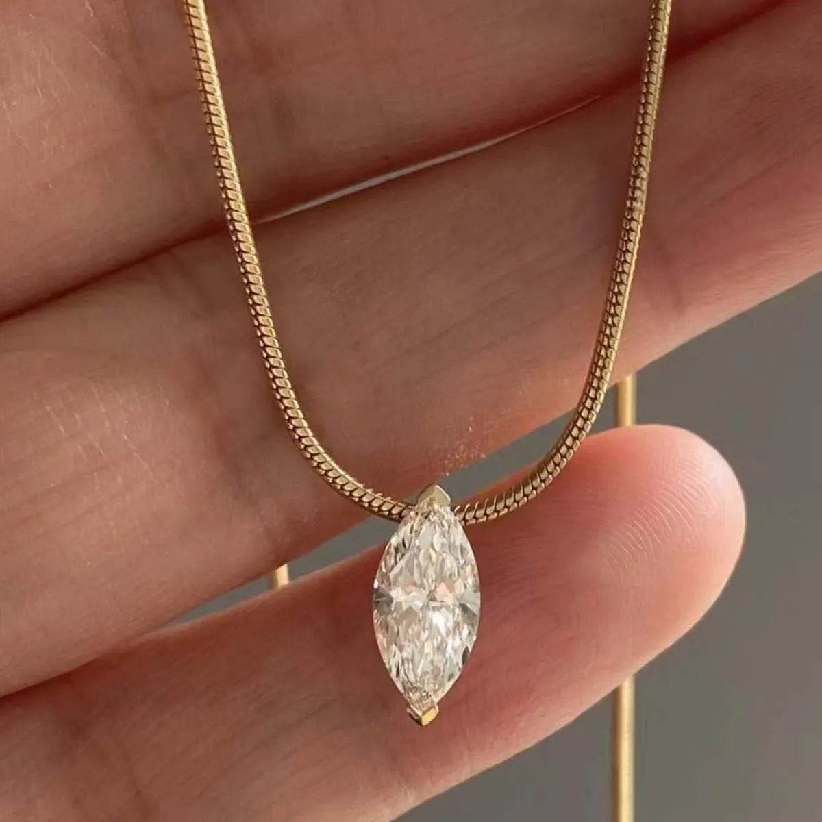 1 Carat Moissanite Necklace in 925 Sterling Silver with 18K Gold-Plated Finish