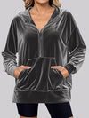Full Size Half Zip Kangaroo Pocket Hoodie Plus Size - Store 42