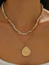 18K Gold-Plated Shell Layered Shell Pendant Necklace - Store 42