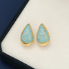 18K Gold-Plated Zircon Teardrop Earring Pastel Blue One Size