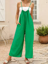 Casual Wide Leg Overalls Green