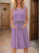 Full Size Round Neck Sleeveless Tank Dress Plus Size Lavender