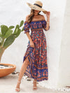 Floral Flounce Sleeve Midi Dress Caramel