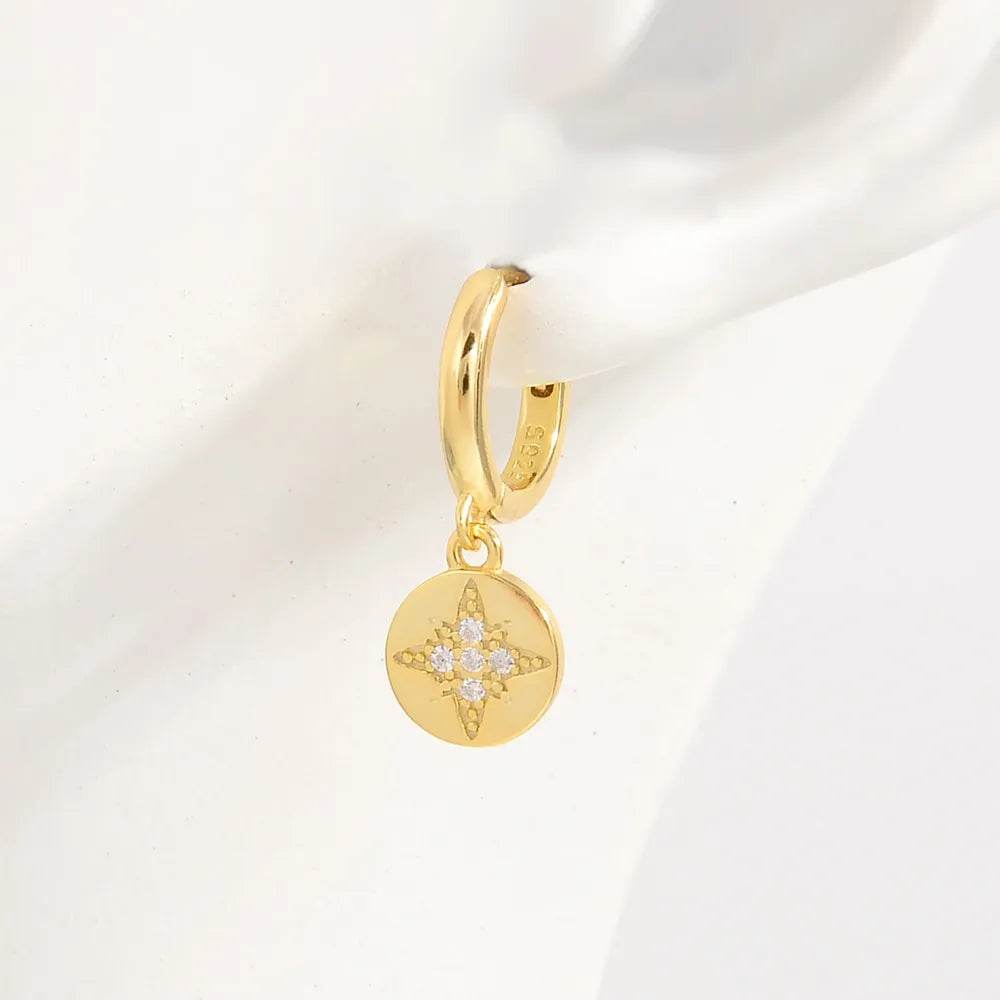 Elegant 925 Sterling Silver Zircon Earrings - 18K Gold-Plated Stylish Jewelry - Store 42