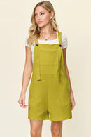 Double Take Full Size Texture Sleeveless Romper Chartreuse