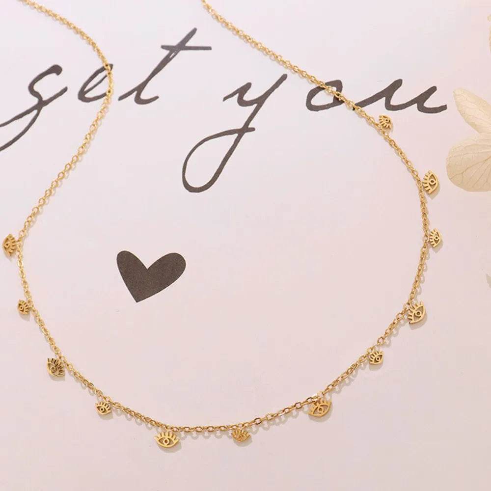 Elegant 18K Gold-Plated Titanium Steel Charm Necklace - 15.7 Inch Adjustable Length - Store 42