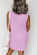 Round Neck Sleeveless Mini Dress with Pockets