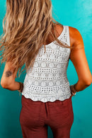 Hollowed Knit V Neck Drawstring Sweater Vest