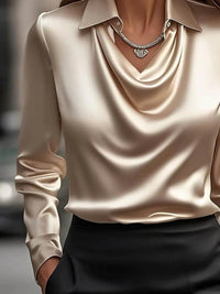 Full Size Collared Neck Long Sleeve Blouse Plus Size - Store 42
