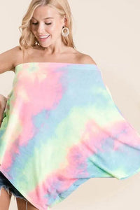 BiBi Tie Dye French Terry One Shoulder Top with Dolman - Store 42