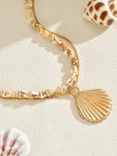 18K Gold-Plated Shell Layered Shell Pendant Necklace - Store 42