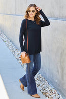 Basic Bae Women's Full Size Round Neck Long Sleeve Top with Pockets and Moderate Stretch - Store 42