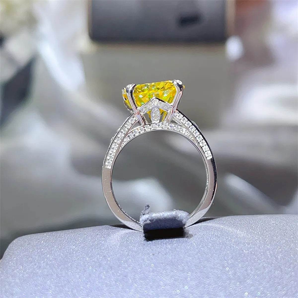 5 Carat Moissanite Ring in 925 Sterling Silver with Platinum Plating - Elegant Jewelry