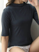 Men's Solid Color Short Sleeve T-Shirt - 100% Polyester, Slightly Stretchy, Imported - Store 42