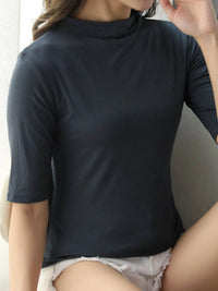 Men's Solid Color Short Sleeve T-Shirt - 100% Polyester, Slightly Stretchy, Imported - Store 42