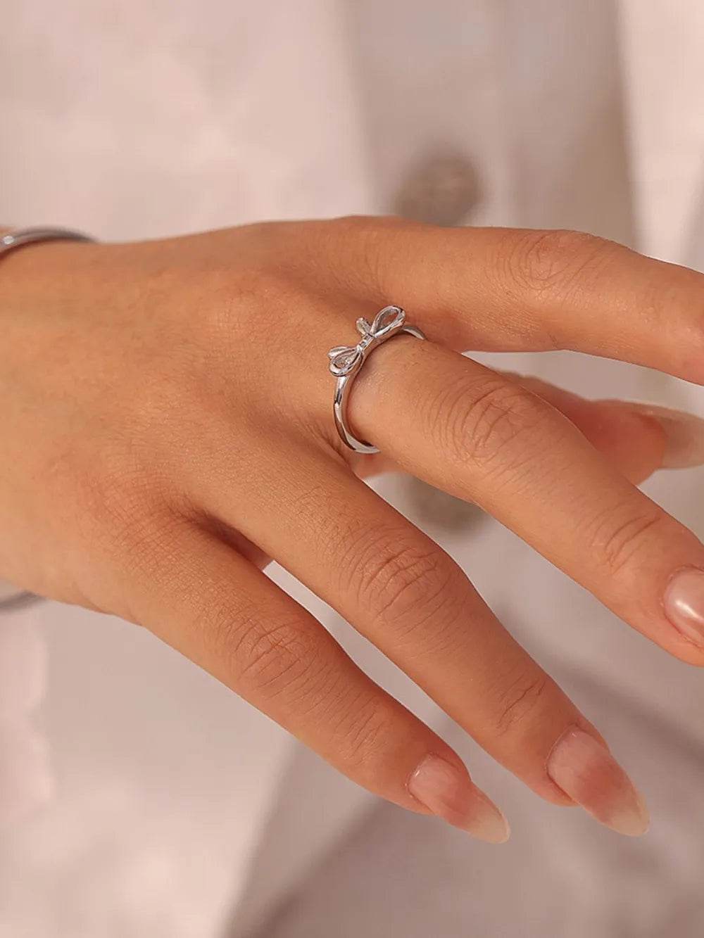 Elegant 18K Gold-Plated Stainless Steel Bow Ring - Unique Statement Jewelry - Store 42