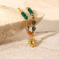 Bohemian Sun Charm Beaded Stainless Steel Necklace - Store 42