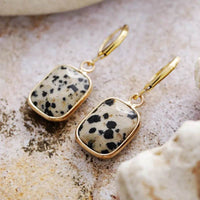 18K Gold-Plated Copper Dangle Earrings with Natural Stone - Elegant Boho Jewelry - Store 42
