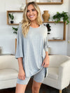 Basic Bae Bamboo Full Size Round Neck Drop Shoulder T-Shirt and Shorts Set Gray