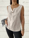Full Size Casual Linen Sleeveless Blouse Plus Size - Store 42