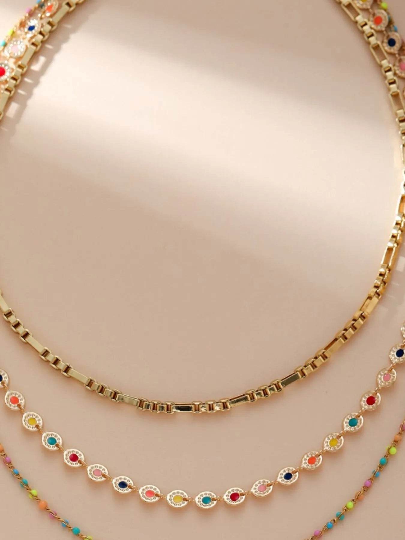 18K Gold-Plated Layered Necklace with Colorful Resin Beads - Stylish Statement Jewelry - Store 42