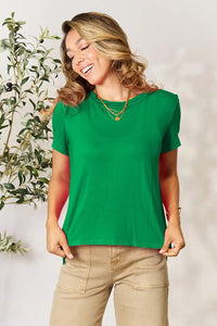 Basic Bae Full Size Round Neck Short Sleeve T-Shirt Green
