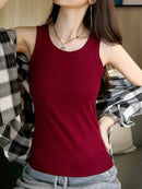 Scoop Neck Tank Top Burgundy One Size
