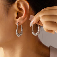 Titanium Steel U Shape Earrings Silver One Size