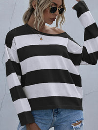 Striped Casual Long Sleeve Knit Top