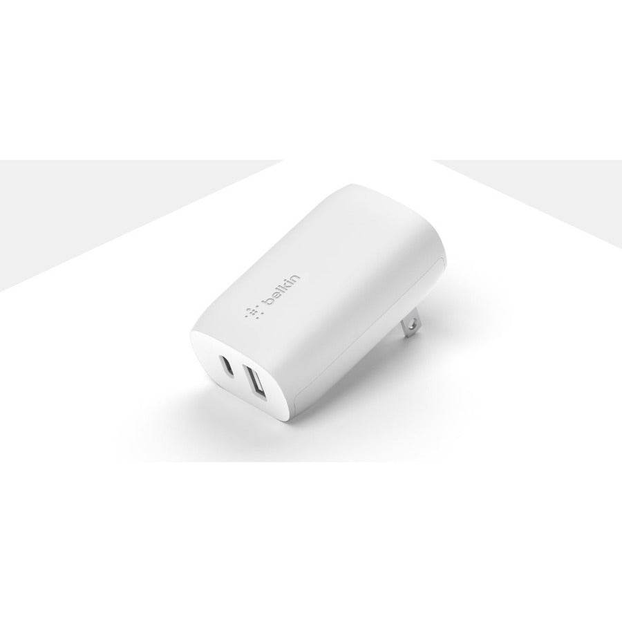 Belkin 37W Dual USB-C & USB-A Wall Charger - Fast Charge for iPhone & Samsung Devices - Store 42