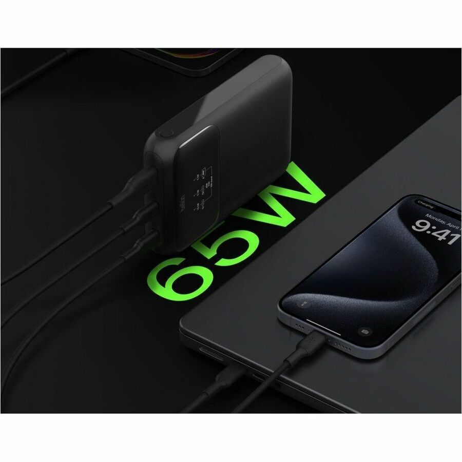 Belkin 65W 3-Port USB-C Power Bank 20K mAh - Laptop Charger with Full Color Display