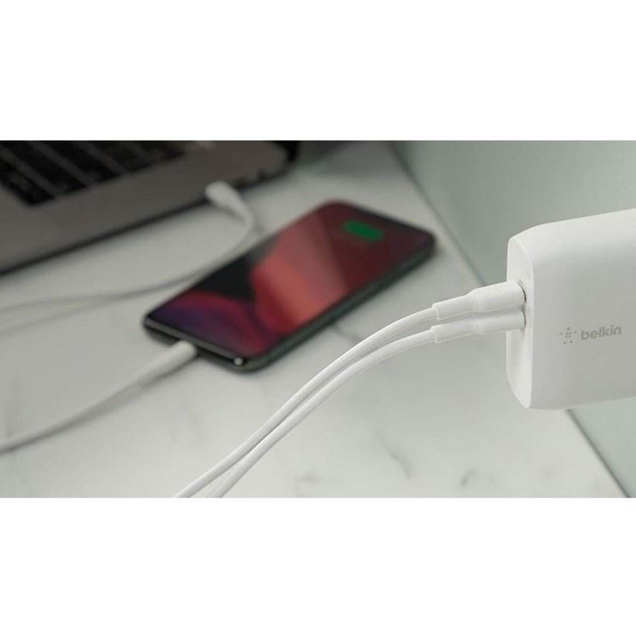 Belkin 68W BoostCharge GaN Fast Charger with Dual USB-C Ports & 6.6ft Cable - Compact & Efficient - Store 42