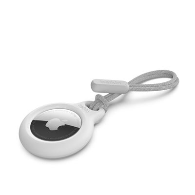 Belkin AirTag Holder Strap – Twist Lock Design, Scratch Protection, Stylish White Finish