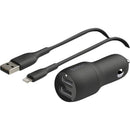 Belkin BoostCharge 24W Dual USB-A Car Charger with 1M USB-A to USB-C Cable for Fast Charging - Store 42