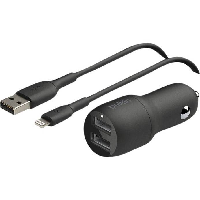 Belkin BoostCharge 24W Dual USB-A Car Charger with 1M USB-A to USB-C Cable for Fast Charging - Store 42